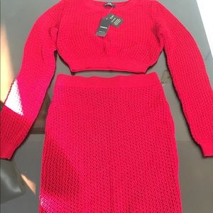 X small two piece bebe top and skirt